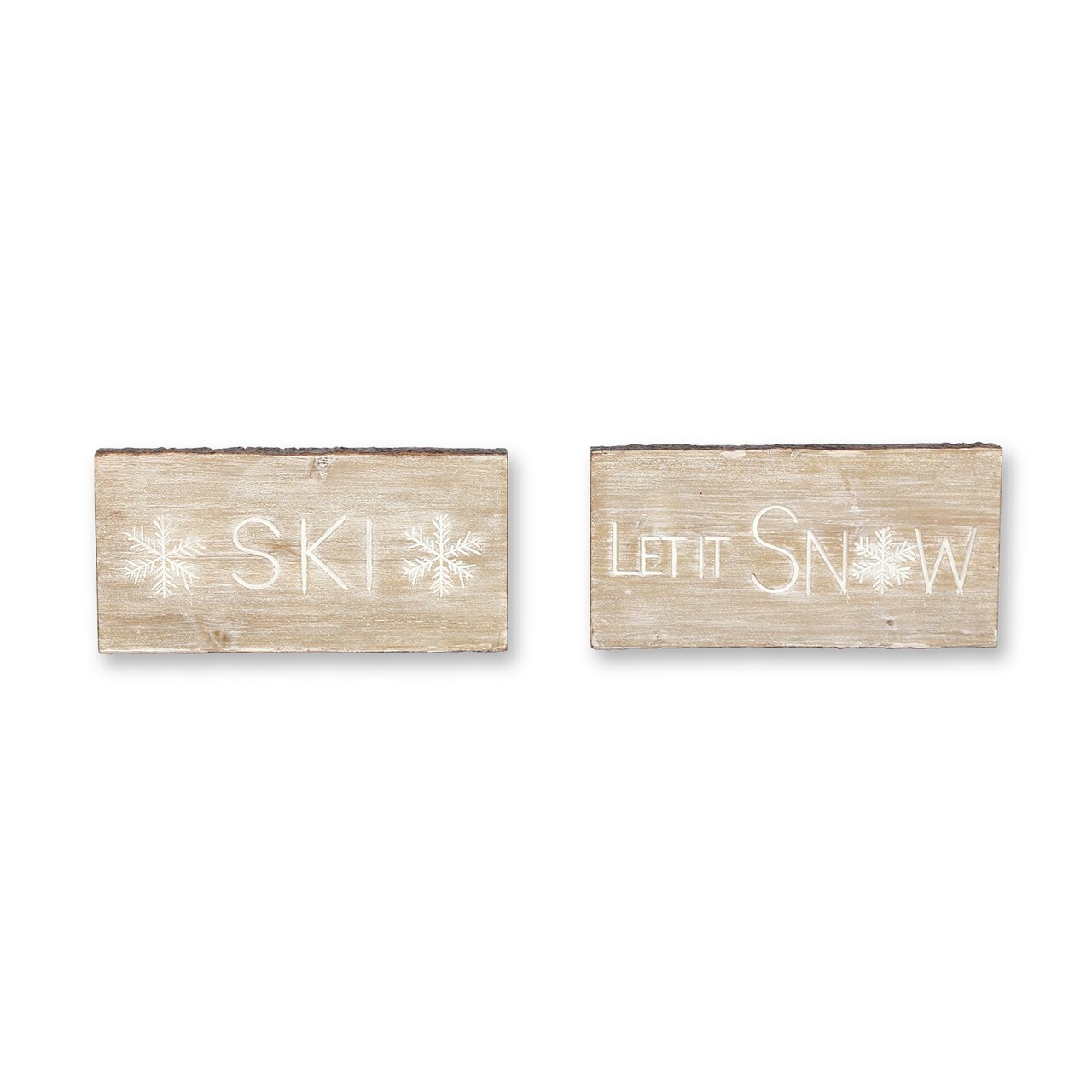 Melrose Set of 2 "Let It Snow" and "Ski" Christmas Plaques 15.75"